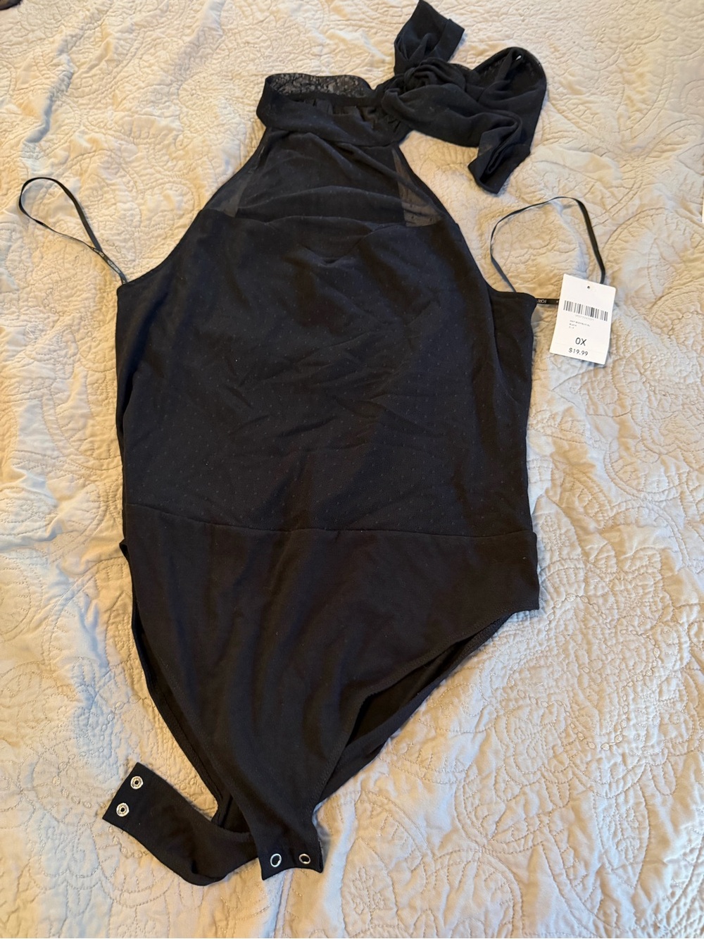 Forever 21 black sheer Bodysuit with Halter and tie Neck